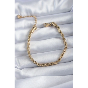 CEYLAN ADAM 316L Çelik Gold Renk Burgu Model Kadın Bileklik