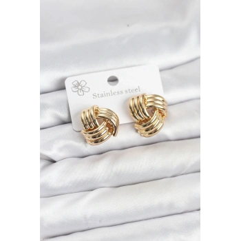 CEYLAN ADAM 316L Çelik Gold Renk Sarmal Model Kadın Küpe