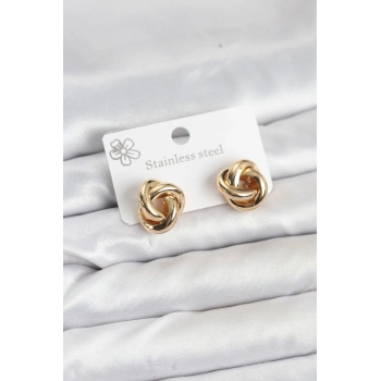 CEYLAN ADAM 316L Çelik Gold Renk Sarmal Model Kadın Küpe