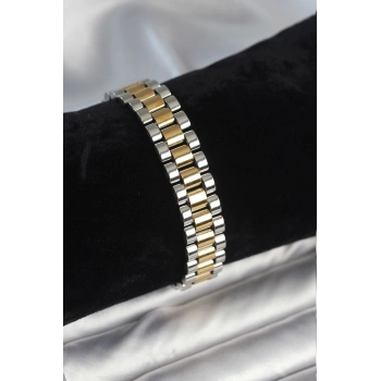CEYLAN ADAM 316L Çelik Gold ve Gümüş Renk 12 mm Kalınlık Erkek Bileklik