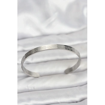 CEYLAN ADAM 316L Çelik Gümüş Renk Ayetel Kürsi Yazılı Bileklik