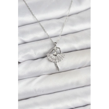 CEYLAN ADAM 316L Çelik Gümüş Renk Balerin Model Kadın Kolye