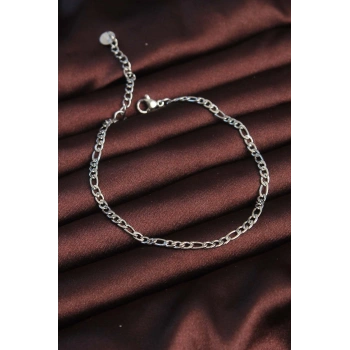 CEYLAN ADAM 316L Çelik Gümüş Renk Kuş Gözü Erkek Zincir Bileklik