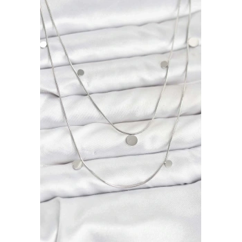 CEYLAN ADAM 316L Çelik Zincir Gümüş Renk Pullu Kadın Kolye