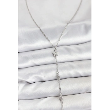 CEYLAN ADAM 316L Çelik Zincir Gümüş Renkli Yıldız Model Kadın Y Kolye