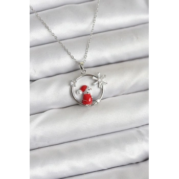 CEYLAN ADAM 316L Çelik Zincir Gümüş Zirkon Taşlı Yılbaşı Tema Kadın Kolye