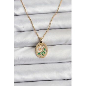 CEYLAN ADAM 316L Çelik Zincir Papatya Figürlü Kadın Kolye