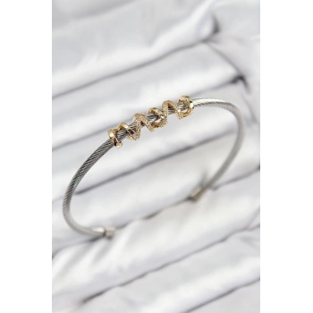 CEYLAN ADAM 316L Çelik Zirkon Taşlı Model Gold Ve Gümüş Renk Kadın Bileklik