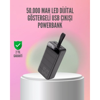 CEYLAN ADAM 50.000 mAh Ultra Güçlü Powerbank 4 USB Çıkışlı, LED Dijital Göstergeli, Hızlı Şarj Destekli Taşınabilir Şarj Cihazı