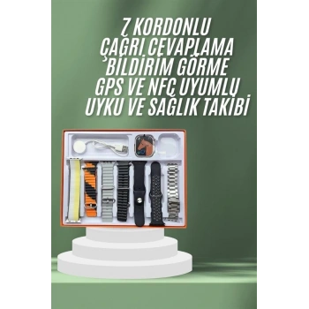 CEYLAN ADAM 7 Kordonlu Akıllı Saat Plastik Kordon Hasır Kordon Çelik Kordon