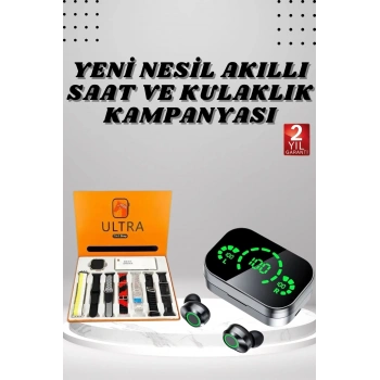 CEYLAN ADAM 7 Kordonlu Akıllı Saat Ve Aynalı Bluetooth Kulaklık Powerbank Dijital Göstergeli