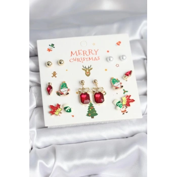 CEYLAN ADAM 8 Çift Yılbaşı Temalı Kadın Küpe