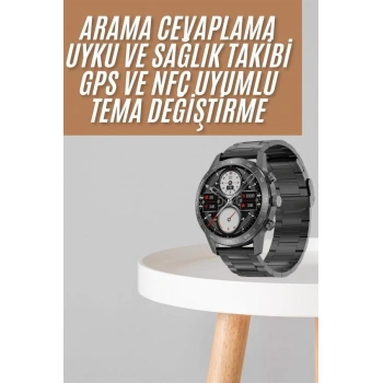 CEYLAN ADAM Akıllı Saat Çelik Kordon Çağrı Cevaplama Amoled Ekran Titreşimli Uyku ve Sağlık Takibi