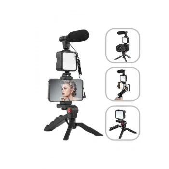 CEYLAN ADAM Akıllı Telefon Vlog Kiti Tripod Mini Mikrofonlu Telefon Tutucu