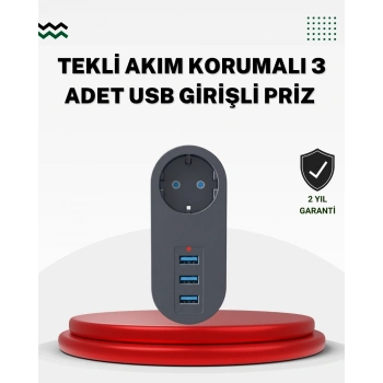 CEYLAN ADAM Akım Korumalı USB’li Priz – Güçlü 2500W, Isı ve Çocuk Koruması
