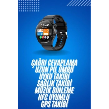 CEYLAN ADAM Amoled Ekran Metal Deri Silikon Kordonlu Uyku ve Sağlık Takibi