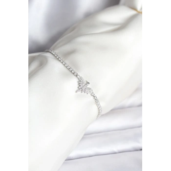 CEYLAN ADAM Anka Kuşu Model Zirkon Taşlı Gümüş Renk Pirinç Su Yolu Kadın Bileklik