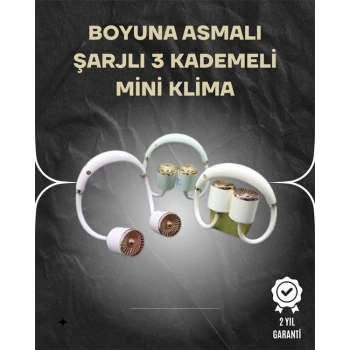 CEYLAN ADAM Asılabilir Mini Boyun Fanı | 1000mAh Şarjlı, Turbo Güçlü Rüzgar
