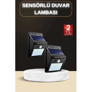 CEYLAN ADAM Bahçe Aydınlatma Sensörlü Güneş Enerjili Duvar Lambası 40 Led Işık