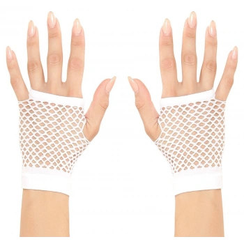 CEYLAN ADAM  Beyaz Renk Kısa Boy Fileli Örgü Eldiven