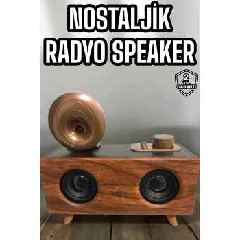 CEYLAN ADAM Bluetooth Hoparlör Ahşap Klasik Retro Gramofon Bluetooth Müzik Kutusu