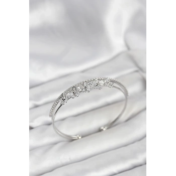 CEYLAN ADAM Çiçek Model Pirinç Gümüş Renk Kadın Bileklik