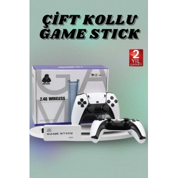 CEYLAN ADAM Çift Oyun Kollu 4K HD Ekran Nostaljik 20.000 Oyunlu Beyaz Game Stick