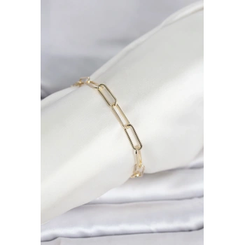Mey İthalat® CM 14K Gold Renk Kalın Ataç Zincir Model Kadın Bileklik