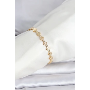 Mey İthalat® CM 14K Gold Renk Yonca Model Kadın Bileklik