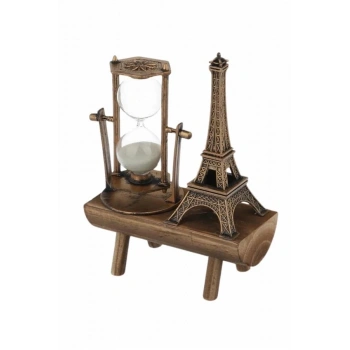 CEYLAN ADAM Dekoratif Eyfel Kulesi ve Kum Saati Vintage Tarzı Masa Süsü Biblo