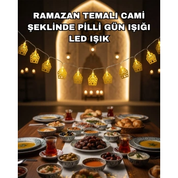 CEYLAN ADAM Dekoratif Ramazan LED Işık Pilli Cami Tasarımlı Zincir Aydınlatma