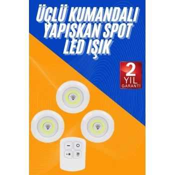 CEYLAN ADAM Dolap Işığı Mutfak Rafı Işığı Uzaktan Kumandalı 3 Lü Spot Led Lamba