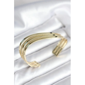 CEYLAN ADAM Eğik Şerit Model Gold Renk Pirinç Kadın Bileklik