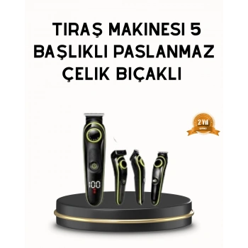 CEYLAN ADAM Erkek Bakım Seti 5’i 1 Arada Şarjlı Paslanmaz Çelik Başlıklı