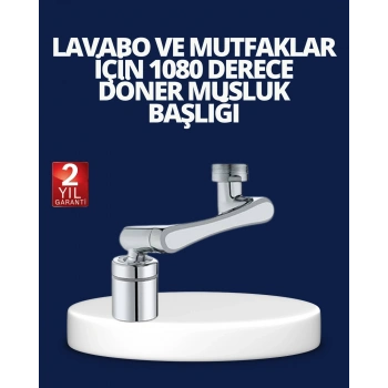 CEYLAN ADAM Esnek 1080° Musluk Başlığı 3 Eklemli Hareketli Su Modlu Lavabo Aparatı