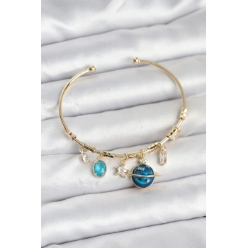 CEYLAN ADAM Gezegen Charmlı Gold Renk Pirinç Kadın Bileklik