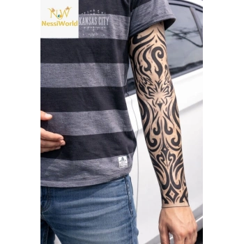 CEYLAN ADAM Giyilebilir Kol Dövmesi Çorap Dövme 3D Baskılı Kol Bacak Dövme 2 Adet Model 11