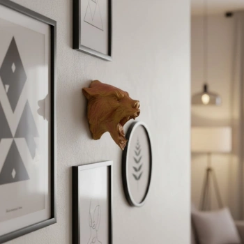 CEYLAN ADAM Gold Red Jaguar Başı Duvar Aksesuarı Asılabilir Dekoratif 20x16 cm