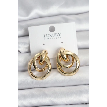 CEYLAN ADAM Gold Renk Halka Model Pirinç Kadın Küpe