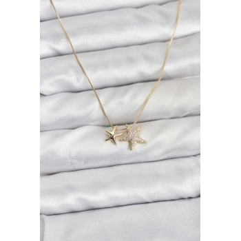 CEYLAN ADAM Gold Renk Pirinç Minimal Yıldız Model Kadın Kolye