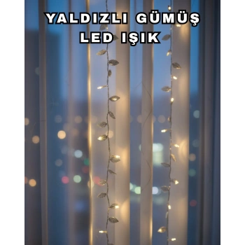 CEYLAN ADAM Gümüş Yaprak Tasarımlı LED Işık Pilli Ev ve Vitrin Dekoru