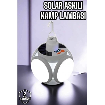 CEYLAN ADAM Güneş Enerjili Solar Aydınlatma Kamp Çadır Lambası Şarjlı Ampül Led Şarjlı El Feneri Işıldak