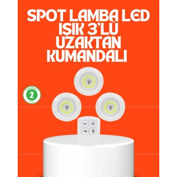 CEYLAN ADAM Kablosuz 3 Lü Spot Led Lamba Seti Uzaktan Kumandalı Enerji Tasarruflu Aydınlatma