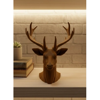 CEYLAN ADAM Kahverengi Geyik Biblo 23 cm Dekoratif Şık Tasarım