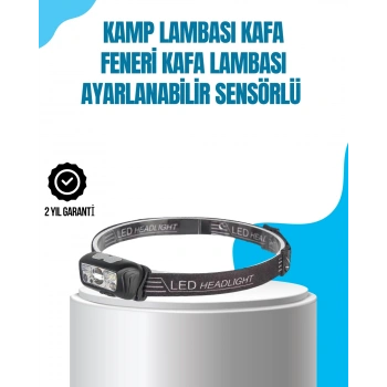 CEYLAN ADAM Kamp Lambası Kafa Feneri Kafa Lambası Ayarlanabilir Sensörlü Şarjlı