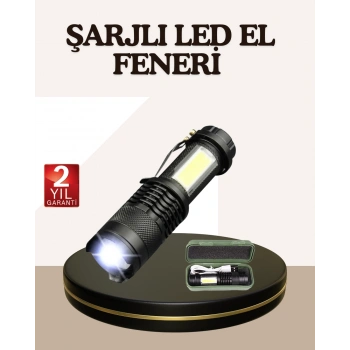 CEYLAN ADAM Küçük Boy Şarjlı LED El Feneri Taşınabilir Klipsli