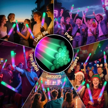 CEYLAN ADAM Led Işıklı 3 Modlu Kauçuk Işıklı Sünger Parti Çubuk Sopa - 46 cm (6’lı Paket)