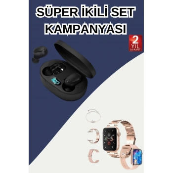 CEYLAN ADAM Nabız Ölçer Hediye Bileklikli Akıllı Saat ve Dijital Göstergeli Bluetooth Kulaklık Çoklu Şarj Girişi