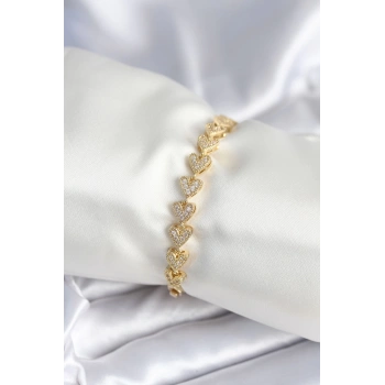 CEYLAN ADAM Pirinç Gold Renk Kalp Model Kadın Bileklik