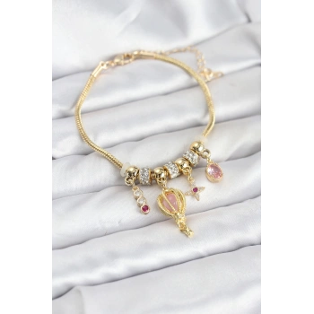 CEYLAN ADAM Pirinç Gold Renk Uçan Balon Charmlı Kadın Bileklik